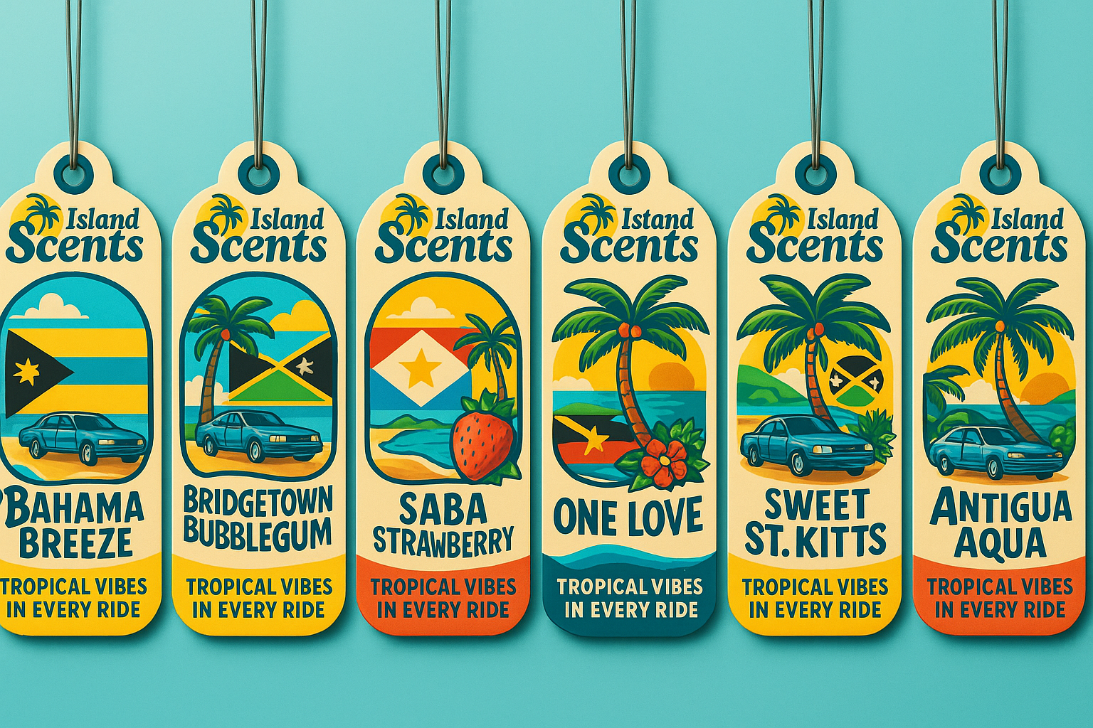 A selection of Island Scents hanging fresheners
